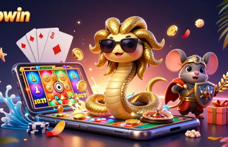 Engage with tapwin's thrilling variety of games in a vibrant casino-themed illustration.