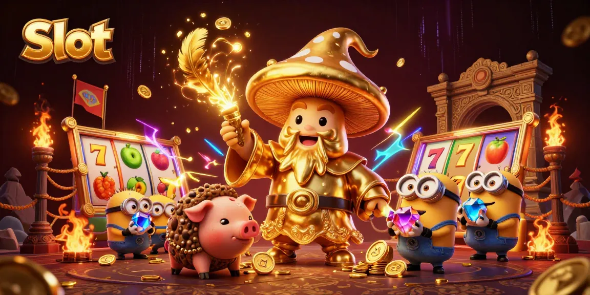 Slot reel berkilau dan babi yang akrab mencari harta di suasana kasino magis.