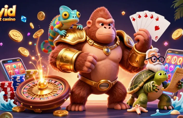 Experience excitement at the payid deposit casino with vivid characters and vibrant casino elements.